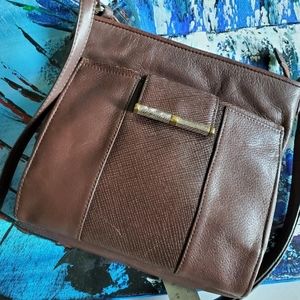 Brighton Dark Brown Leather crossbody organizer
